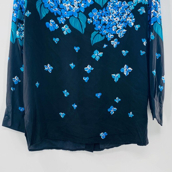 Bob Mackie Wearable Art Silk Blouse Hydrangea Beaded Vintage Style Size Small - Picture 12 of 13